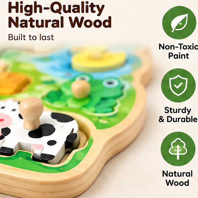 LOKIPU Wooden Animal Puzzle for Toddlers