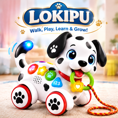 LOKIPU Pull Along Musical Dalmatian Puppy Toy for Toddlers