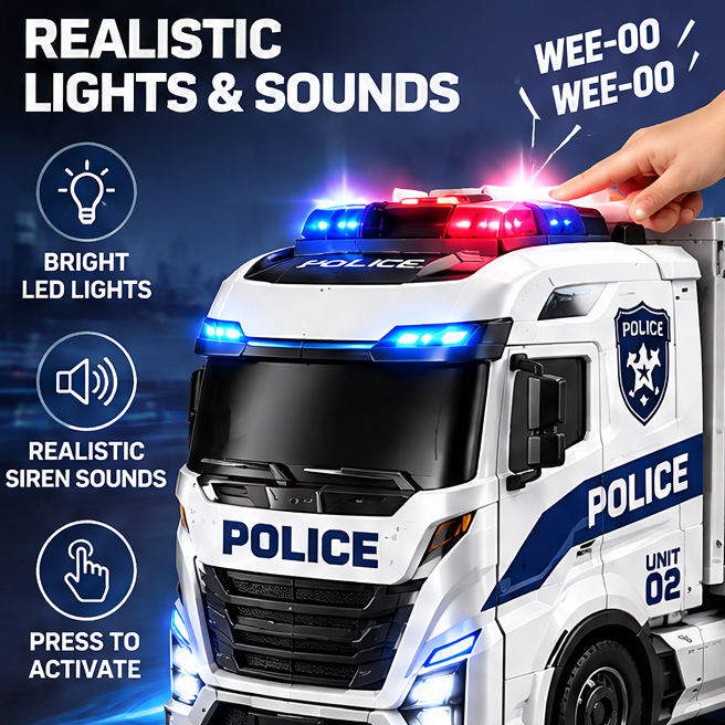 LOKIPU® Transforming Police Truck Playset