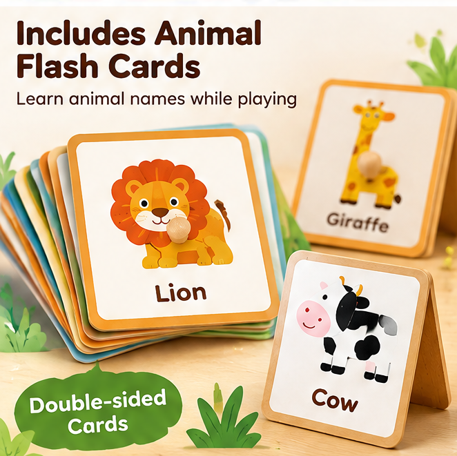 LOKIPU Wooden Animal Puzzle for Toddlers