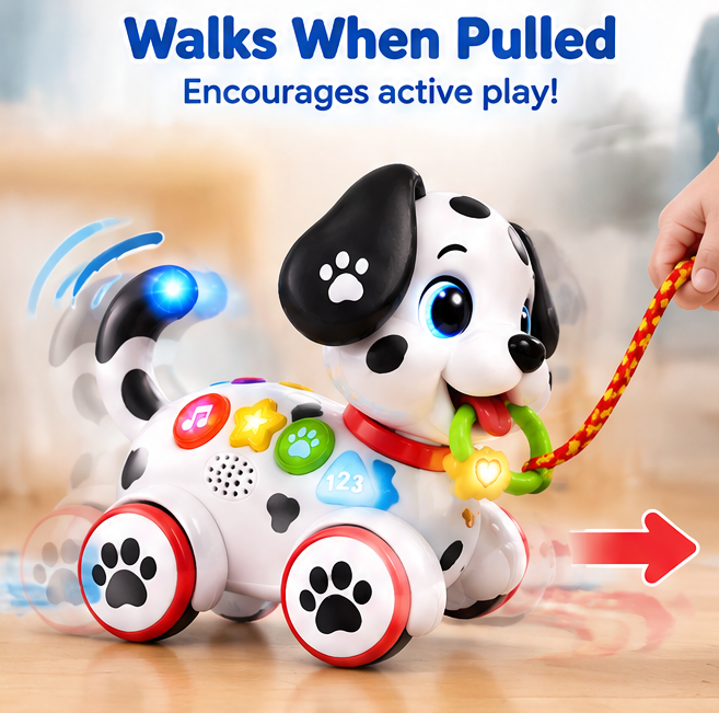 LOKIPU Pull Along Musical Dalmatian Puppy Toy for Toddlers