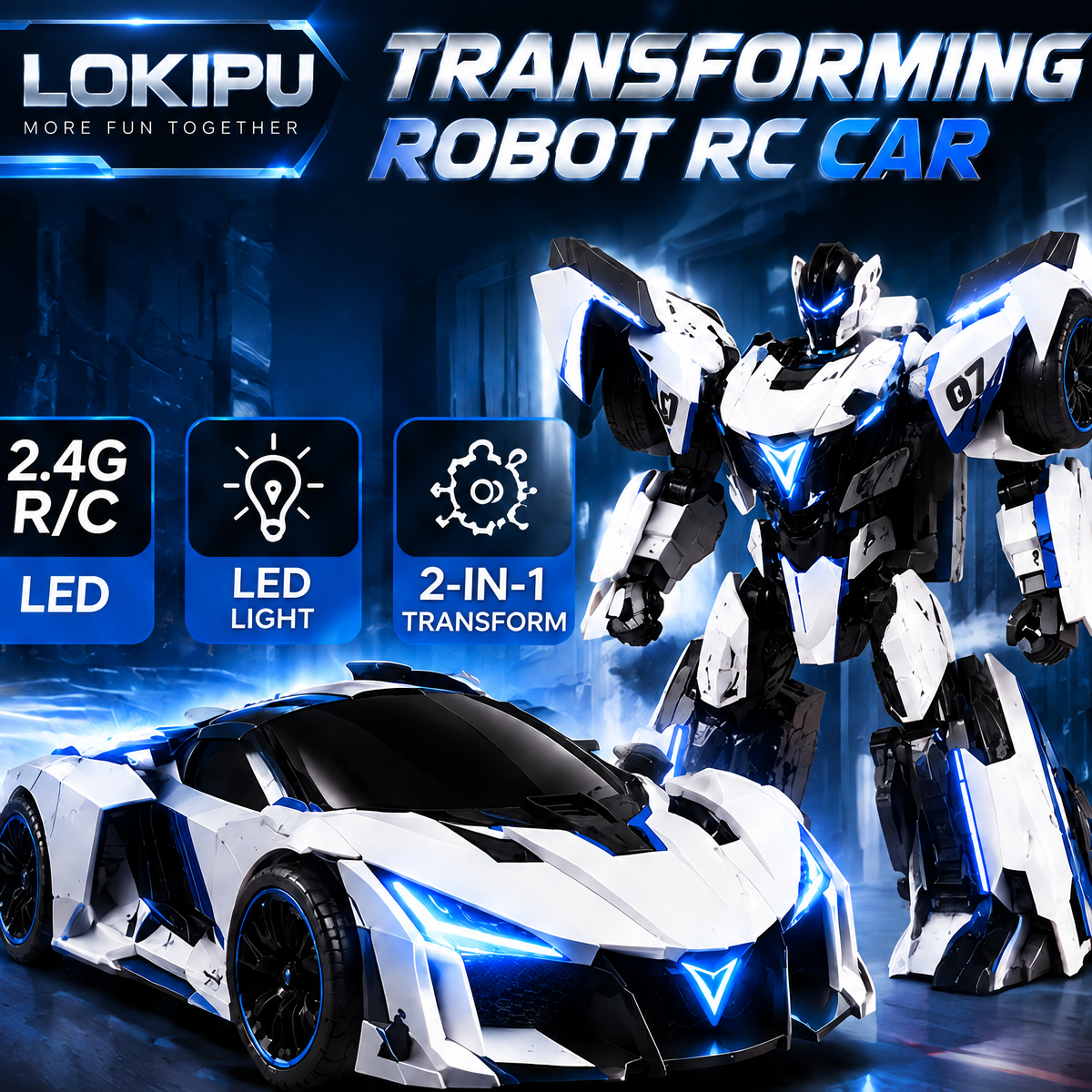 LOKIPU® 2-in-1 Transforming Robot RC Car