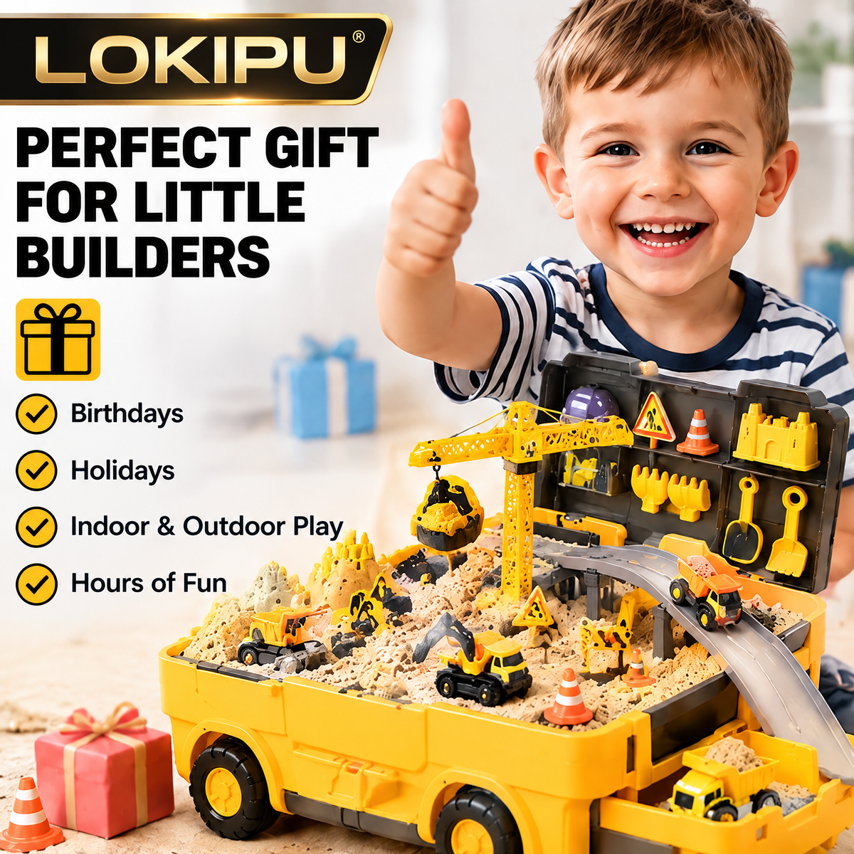 LOKIPU® 2-in-1 Construction Truck Sandbox Playset